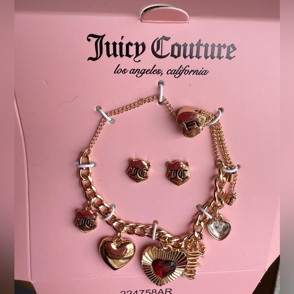 Juicy Couture NWT Gold Tone Juicy Charmed Chunky Chain Bracelet & Earrings (C17) - Picture 6 of 8